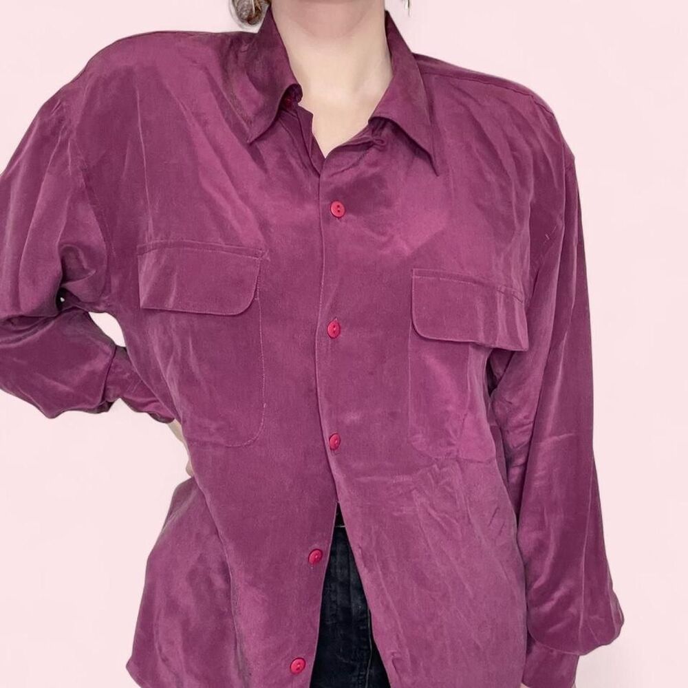 American-vintage Women's Burgundy and Purple Blouse